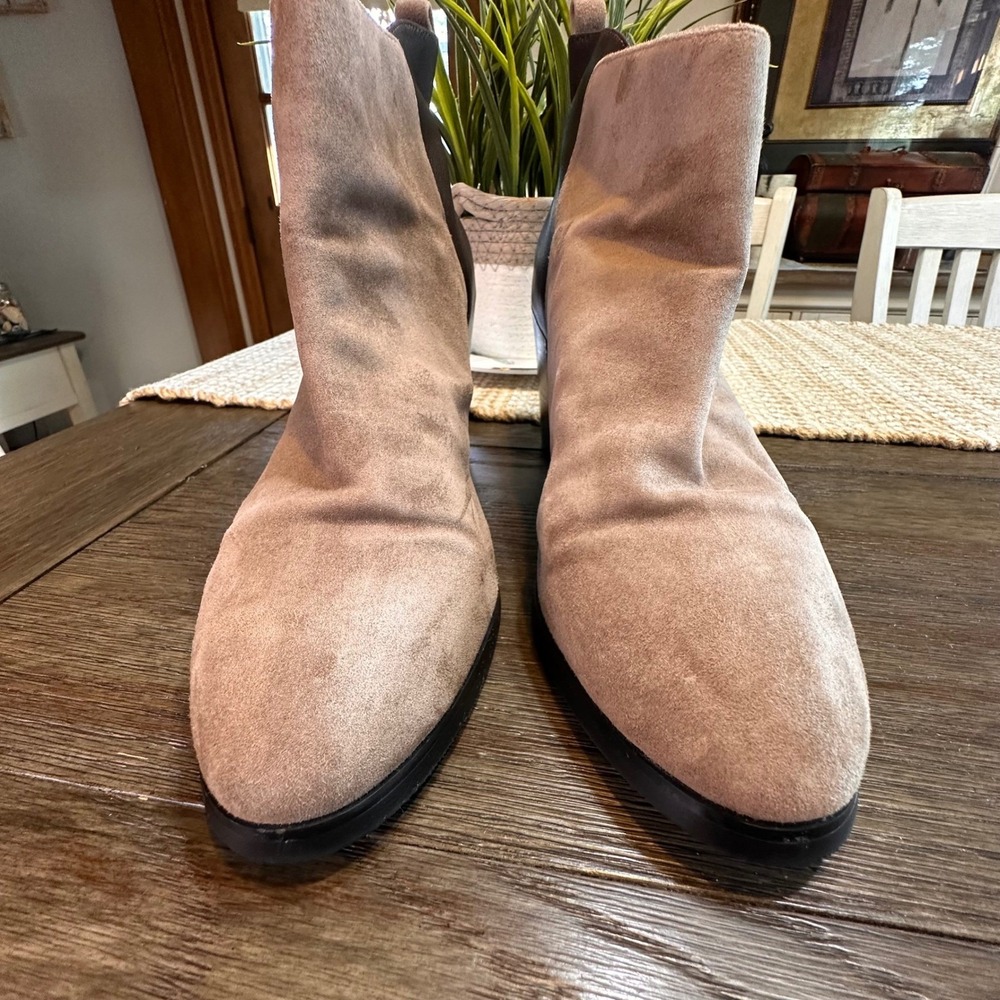 Lands End Womens Ankle Boots Size 9.5 M Brown Beige Block Heel - Picture 5 of 11